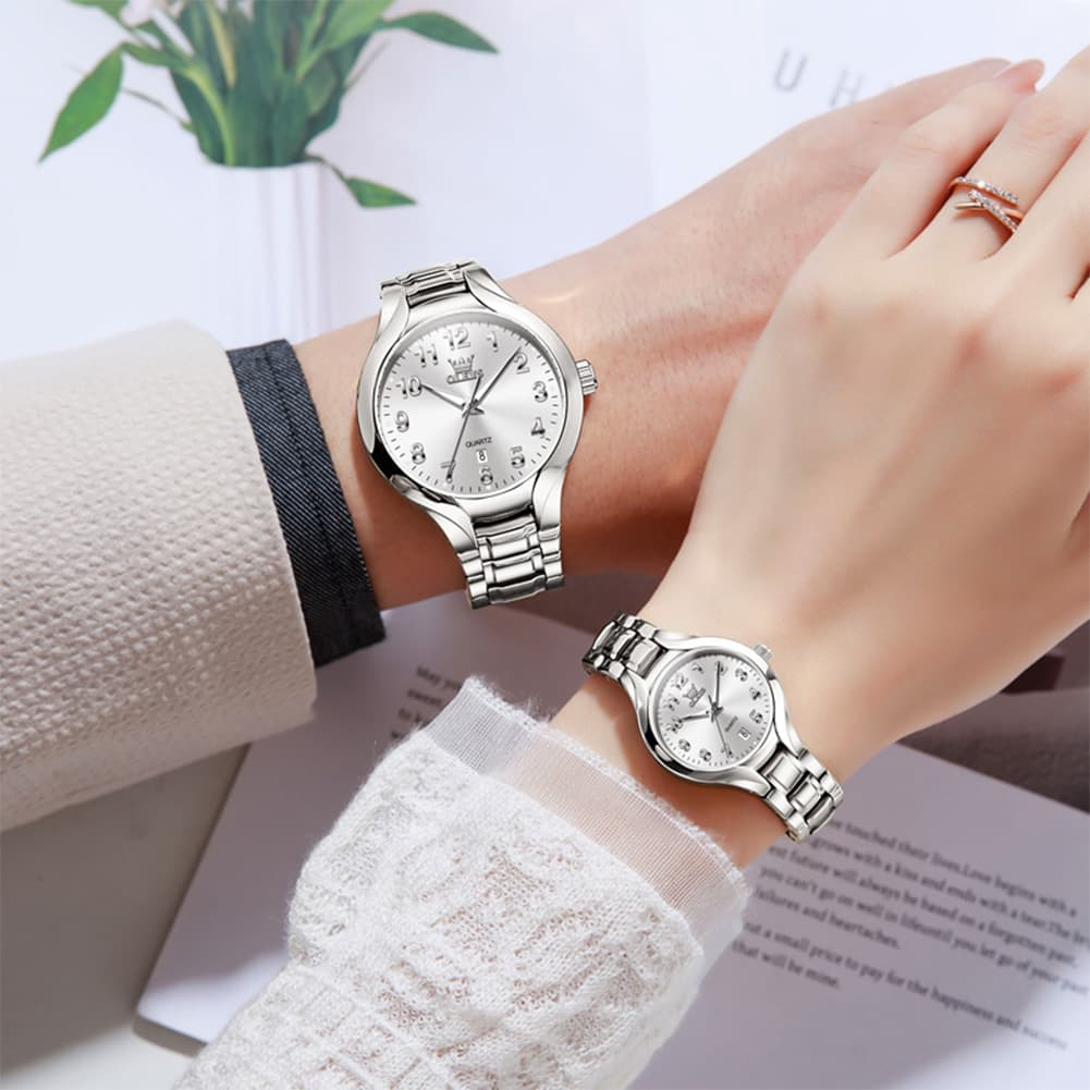 OLEVS 3650 Classic Gold Quartz Watch for Men & Women (His & Hers)