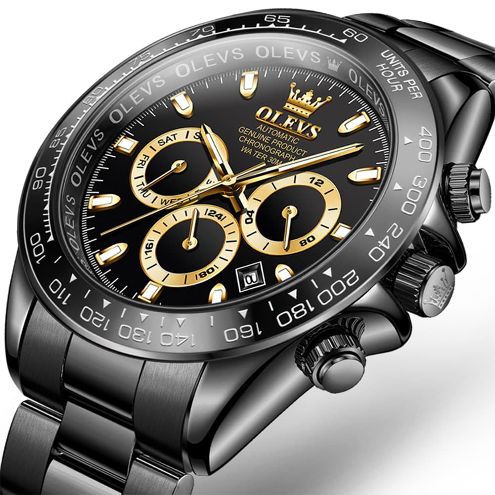 OLEVS 6638 Stainless Steel Chronograph Tachymeter Watch for Men