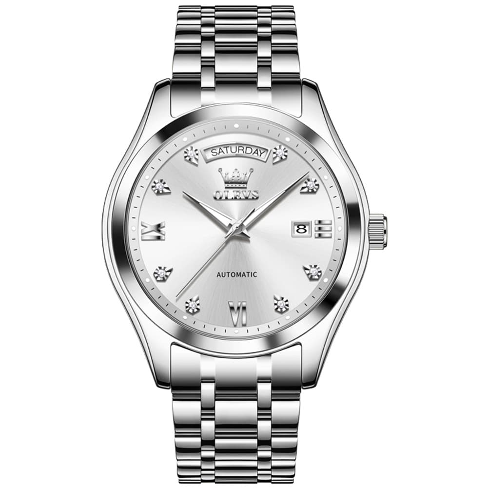 OLEVS 6752 Diamond Dial Day Date Mechanical Watch for Men