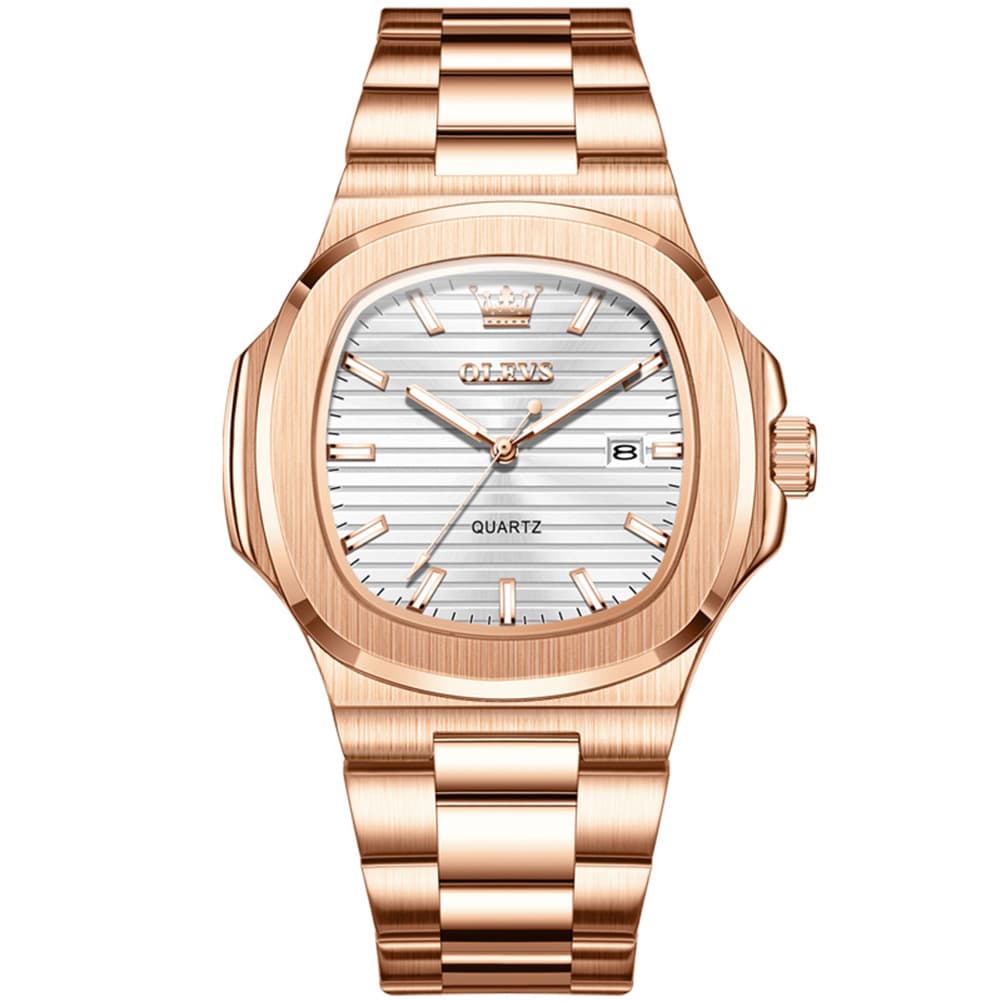 OLEVS 3696 Octagon Embossed Dial Luxury Sport Watch for Men