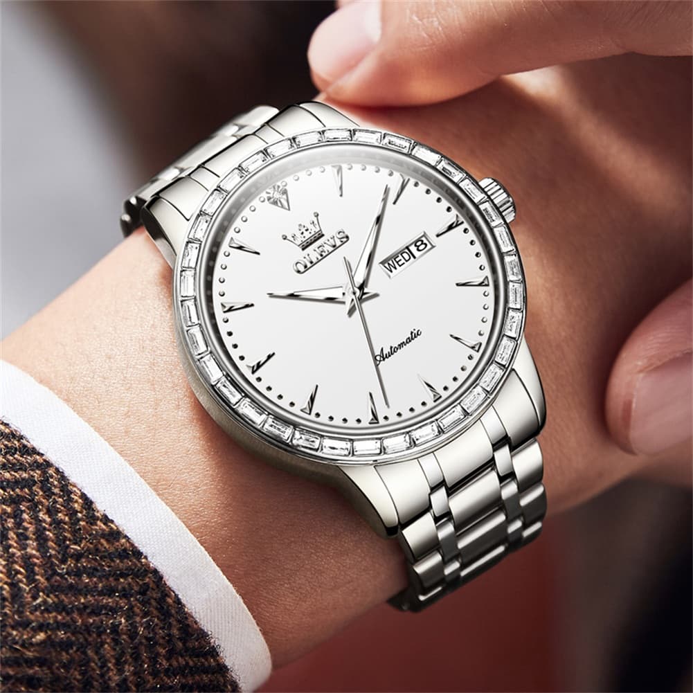 OLEVS 7019 Diamond Bezel Automatic Mechanical Watch For Men