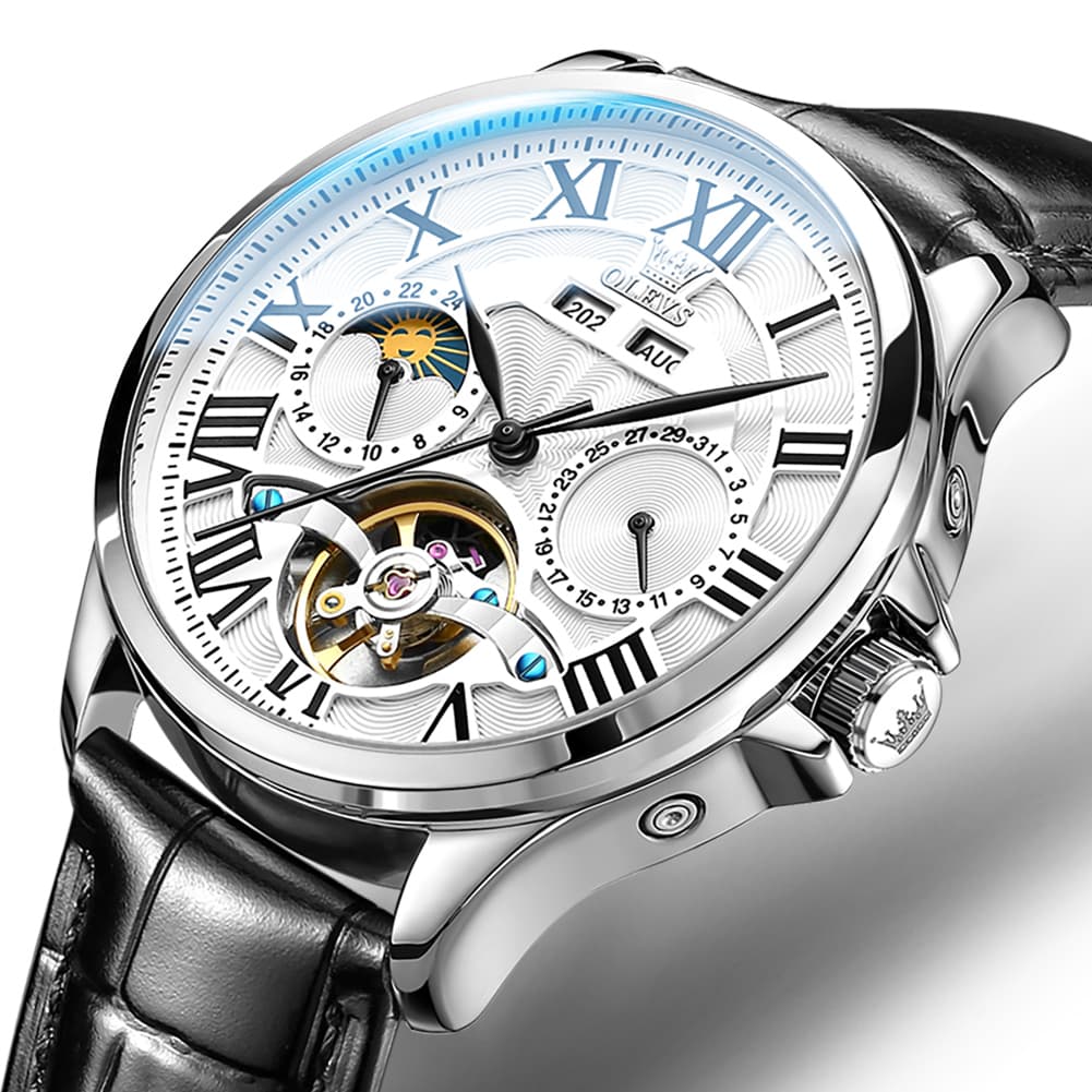 OLEVS 7013 Multi Function Sun and Moon Mechanical Watch for Men