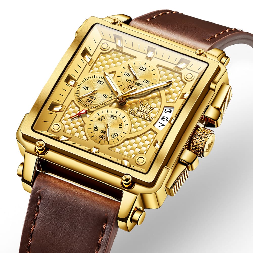 OLEVS 9925 Riveted Square Chronograph Watch for Men