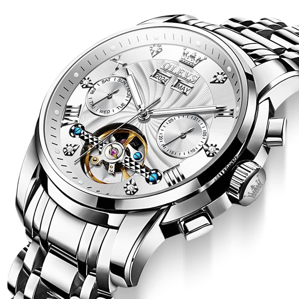 OLEVS 7088 Open Heart Roman Numeral Automatic Watch For Men