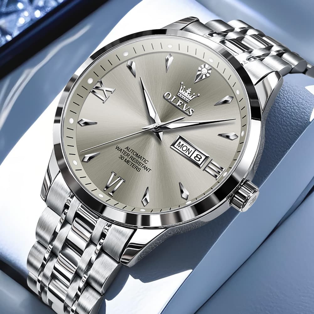OLEVS Diamond Dial Day Date Automatic Mechanical Watch 9956 for Men