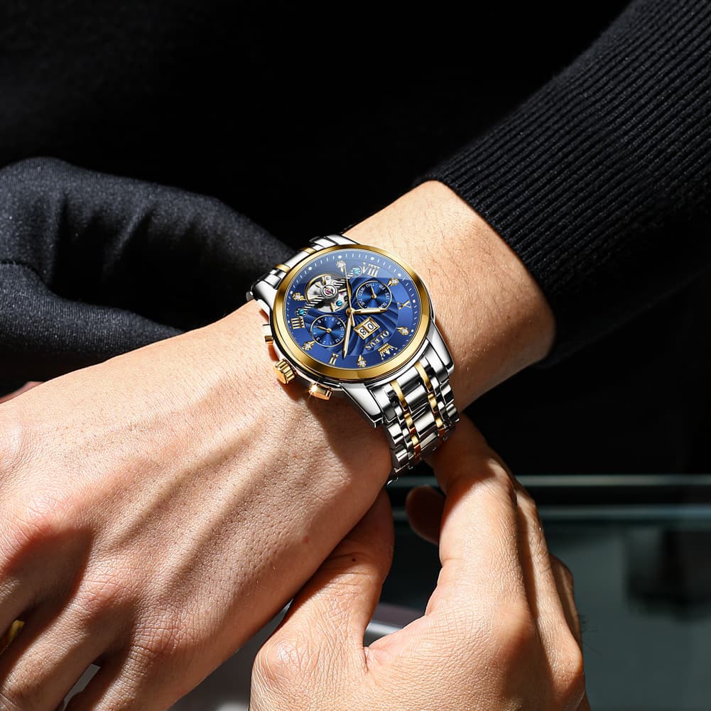 OLEVS Open Heart Multifunction Automatic Mechanical Watch 9910 Big Date for Men