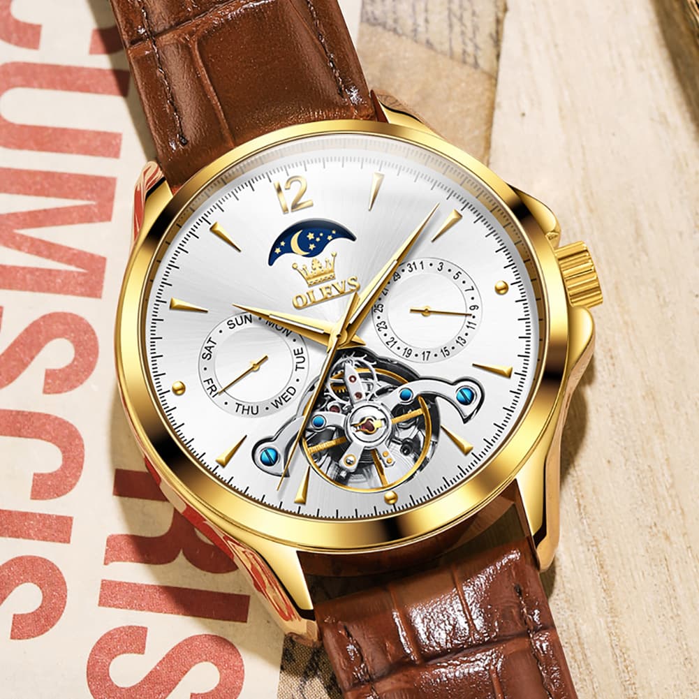 OLEVS 6663 Automatic Mechanical Moon Phase Watch for Men