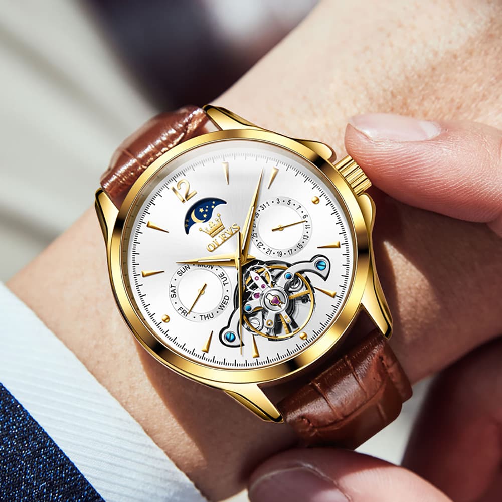 OLEVS 6663 Automatic Mechanical Moon Phase Watch for Men