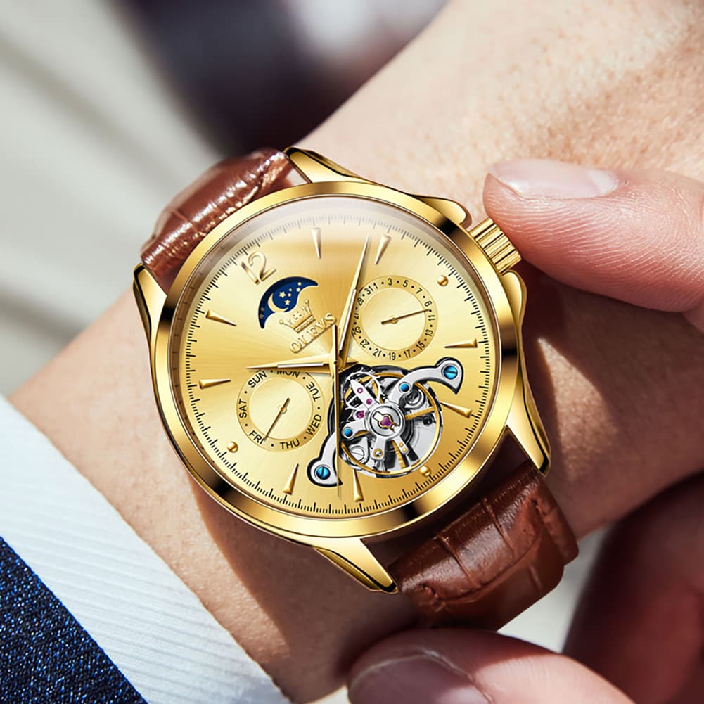 OLEVS 6663 Automatic Mechanical Moon Phase Watch for Men
