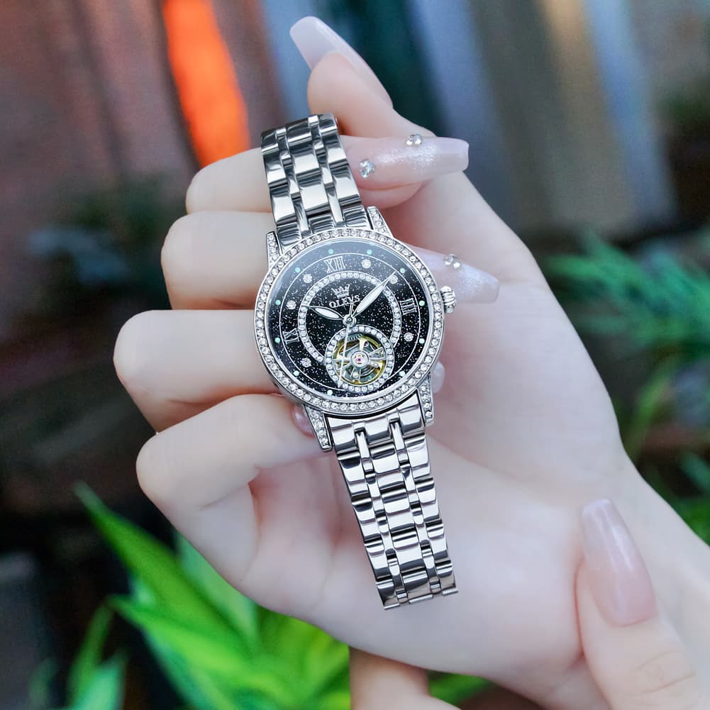 OLEVS 7036 Open Heart Automatic Watch For Women