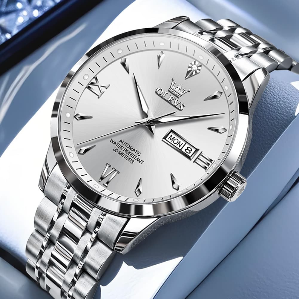 OLEVS Diamond Dial Day Date Automatic Mechanical Watch 9956 for Men