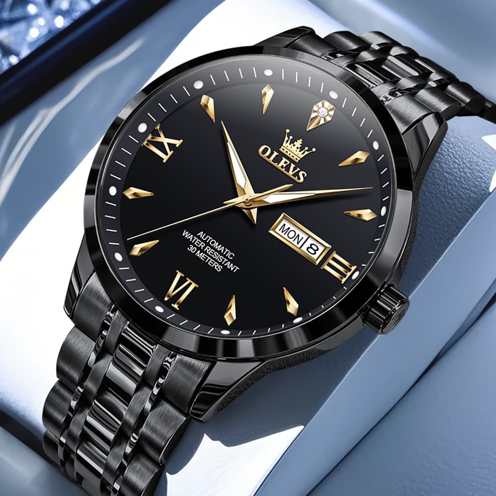 OLEVS Diamond Dial Day Date Automatic Mechanical Watch 9956 for Men