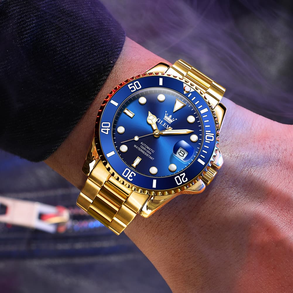 OLEVS 6650 Stainless Steel Mechanical Dive Watch for Men