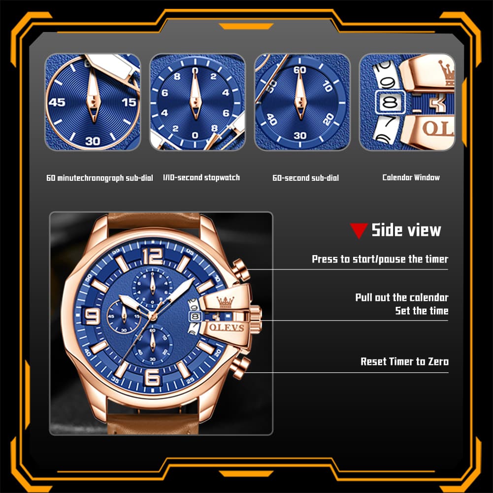 OLEVS 2978 Oversized 50mm Chronograph Quartz Watch for Men