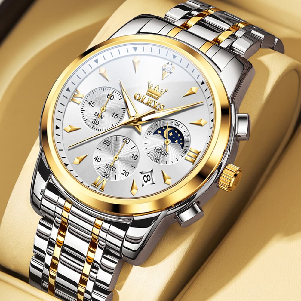 OLEVS 3639 Chronograph Moon Phase Quartz Watch for Men
