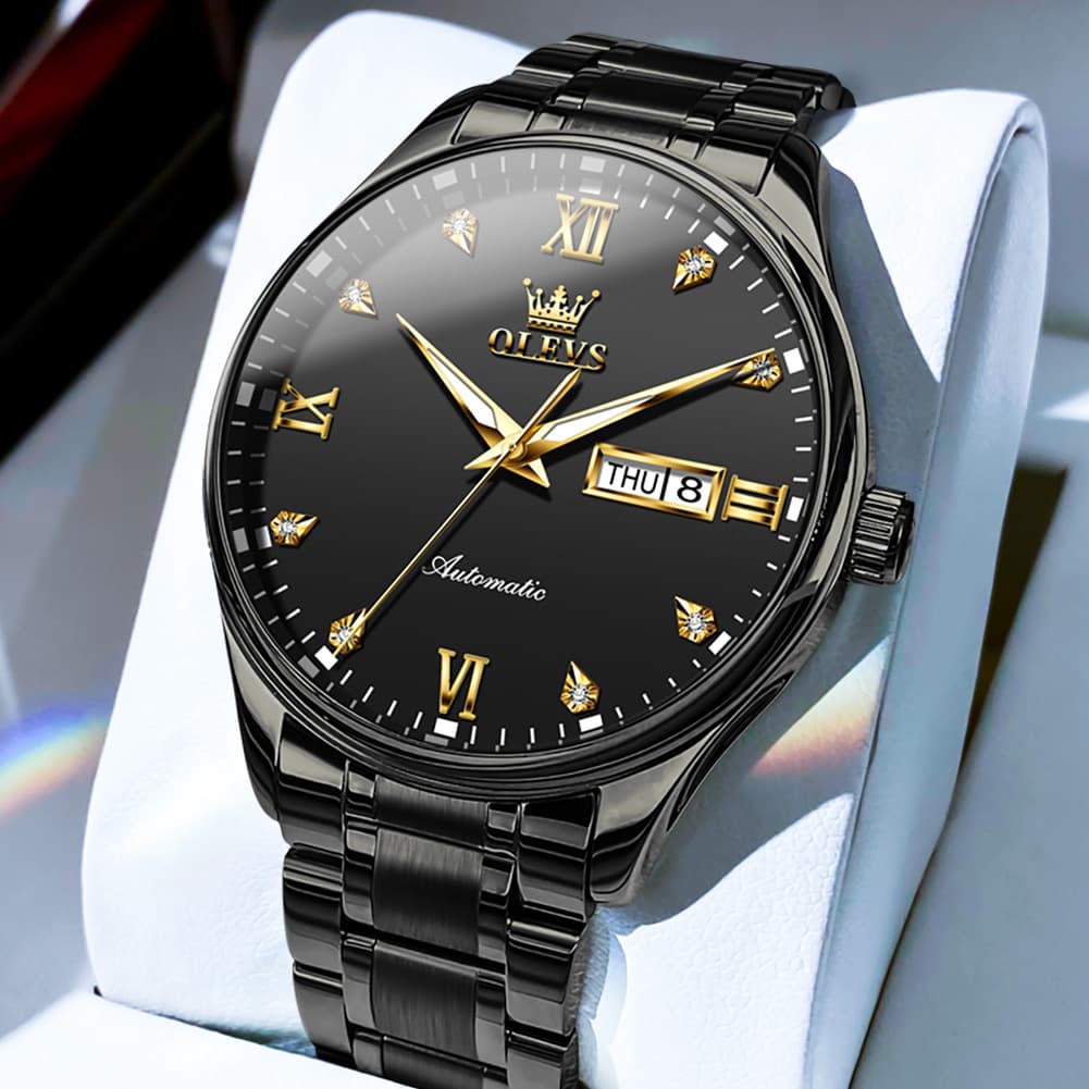 OLEVS Diamond Dial Day Date Automatic Mechanical Watch 9955 for Men