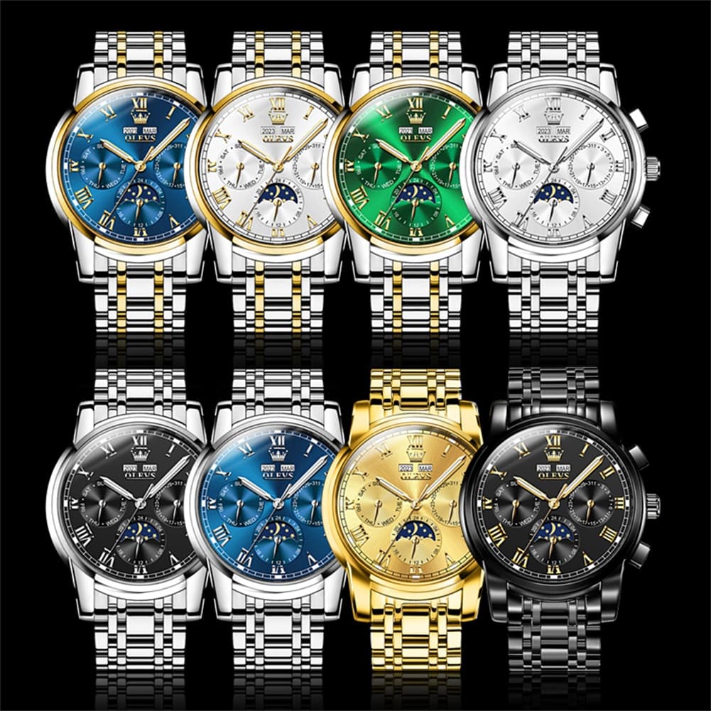 OLEVS 6692 Automatic Moon Phase Multifunction Steel Watch for Men