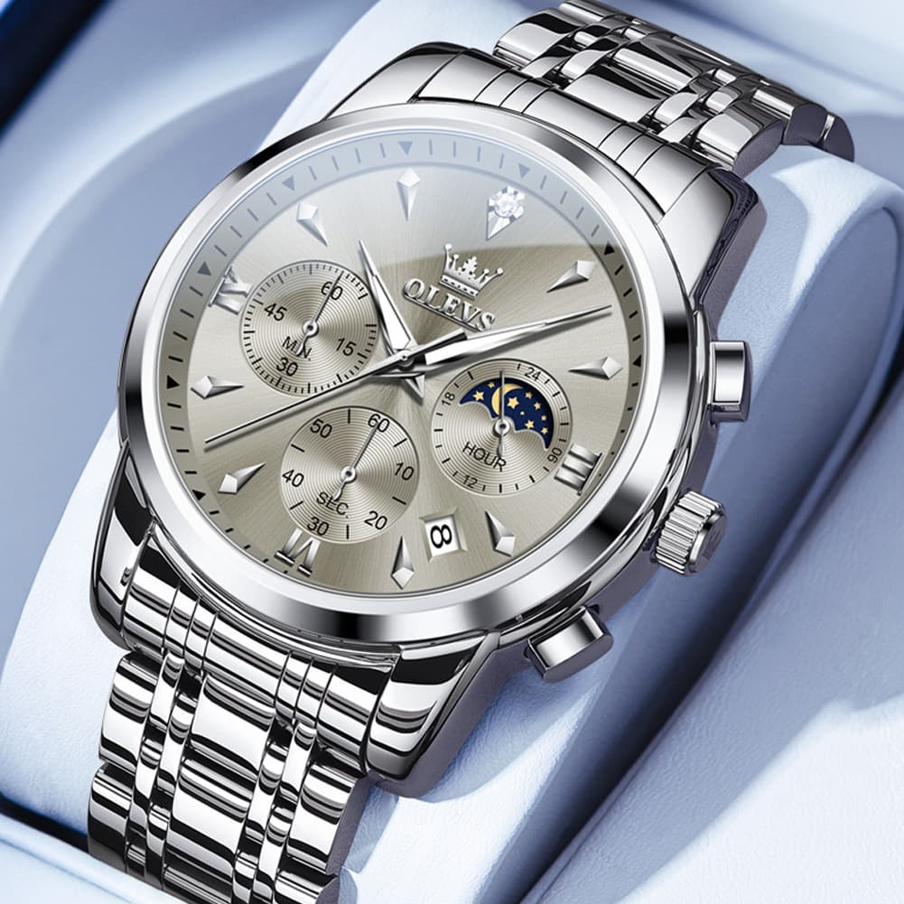 OLEVS 3639 Chronograph Moon Phase Quartz Watch for Men
