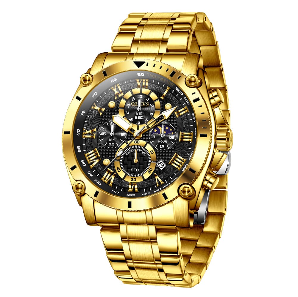 OLEVS 3689 Luxury Chronograph Moon Phase Quartz Watch for Men
