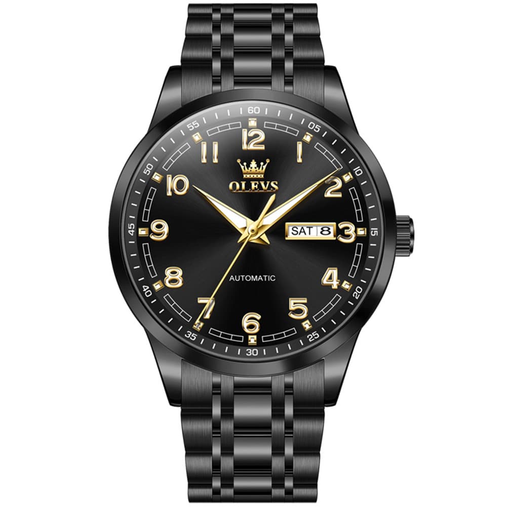 OLEVS 7077 Arabic Numeral Dual Calendar Automatic Watch For Men