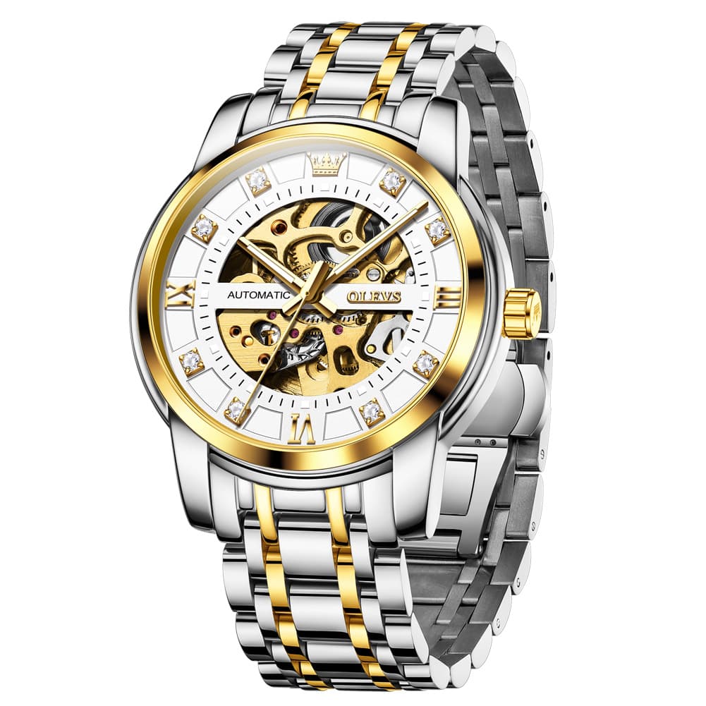 OLEVS Full Skeleton Diamond Dial Automatic Mechanical Watch 9901 for Men