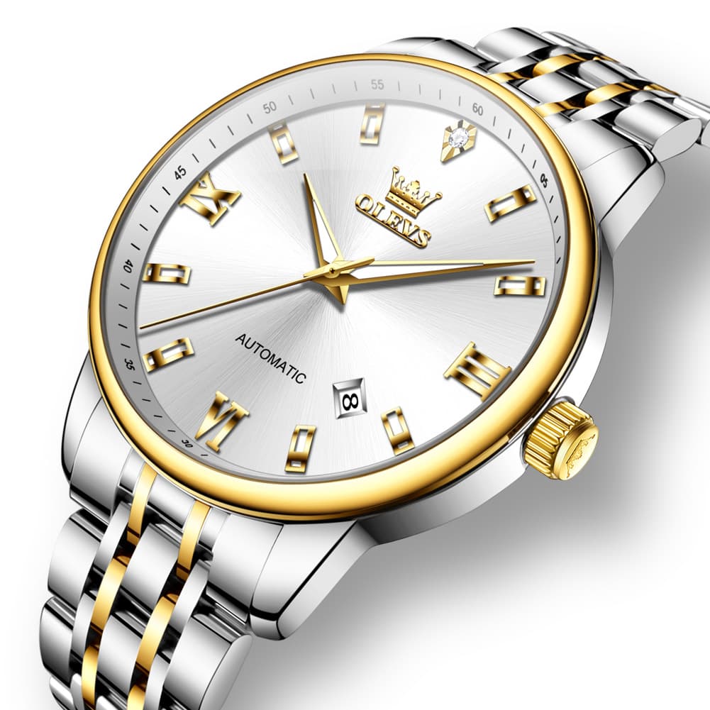 OLEVS 6723 Diamond Roman Numeral Automatic Mechanical Watch For Men