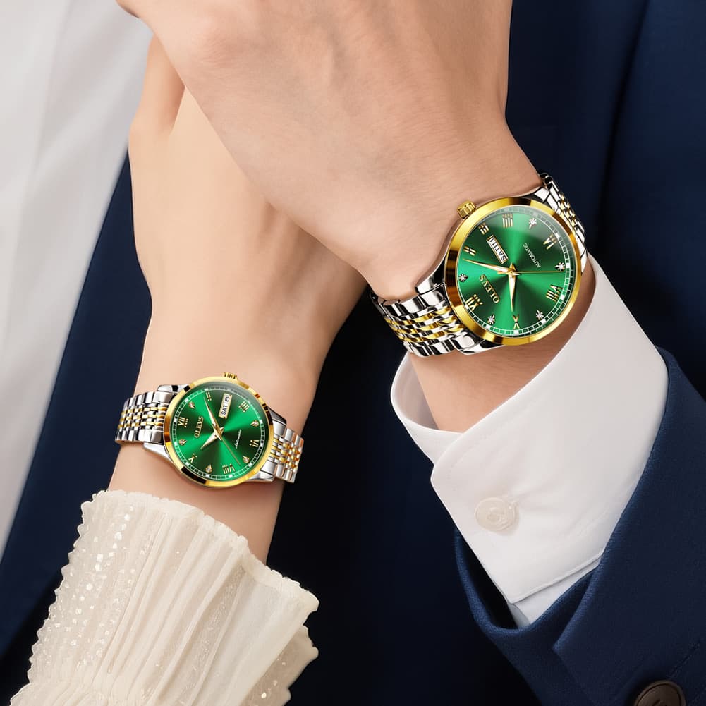 OLEVS 6602 Automatic Mechanical Couples Watch for Men Women