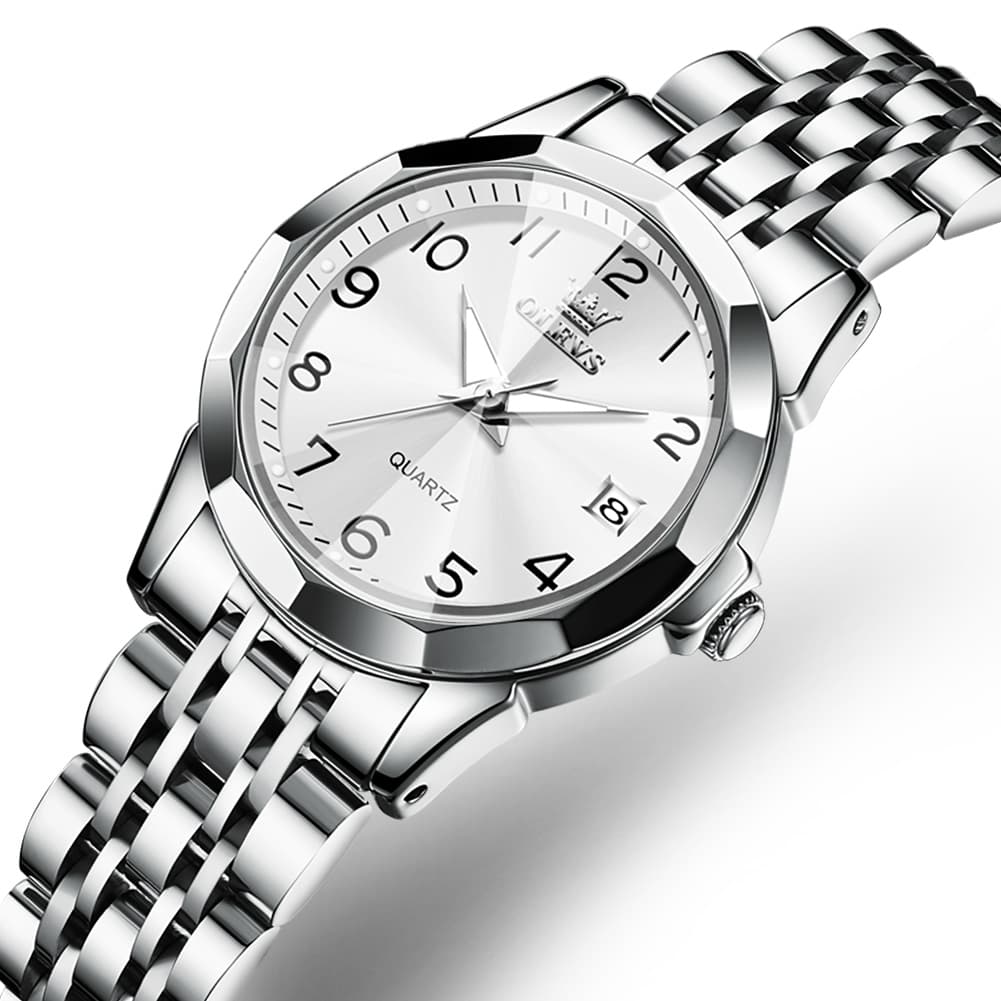 OLEVS 9970 3D Rhombic Faceted Glass Date Watch for Women