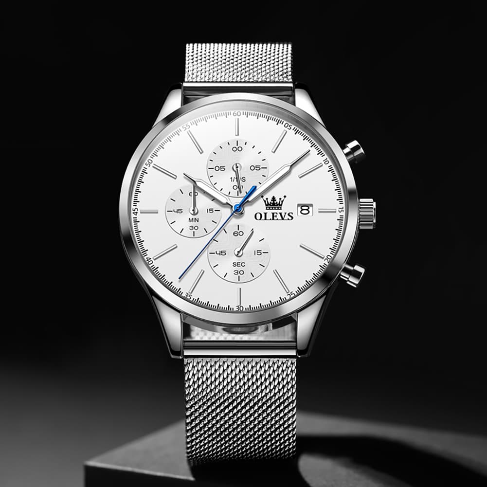 OLEVS 2881 Minimalist Milanese Chronograph Watch for Men