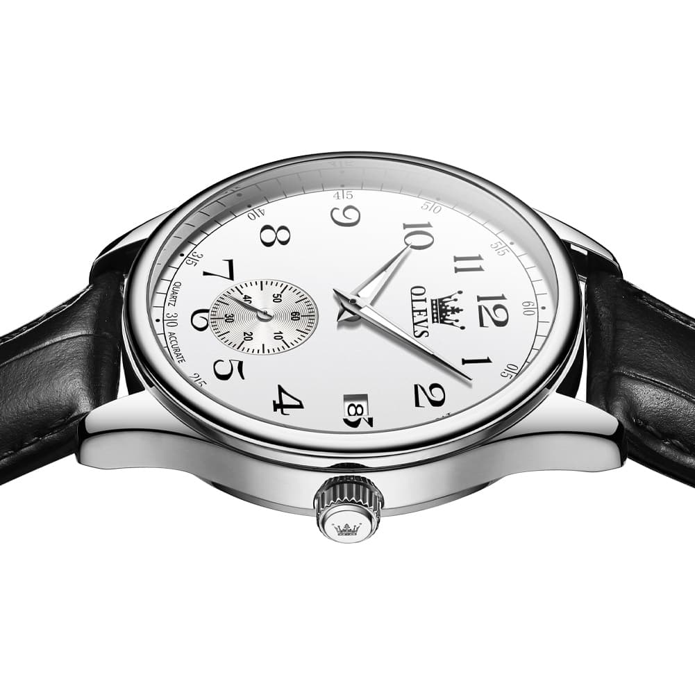 OLEVS 3662 Vintage Sub-Dial Leather Quartz Watch for Men