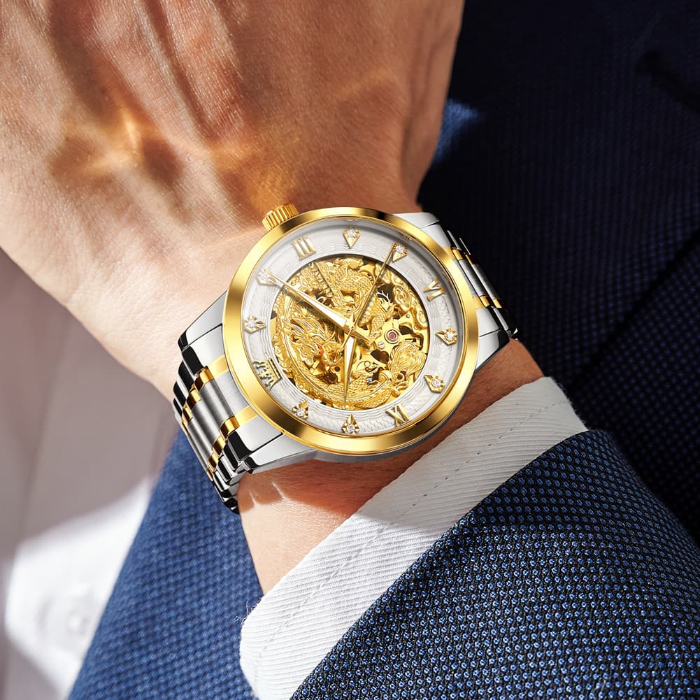 OLEVS 7027 Golden Dragon Automatic Mechanical Watch for Men