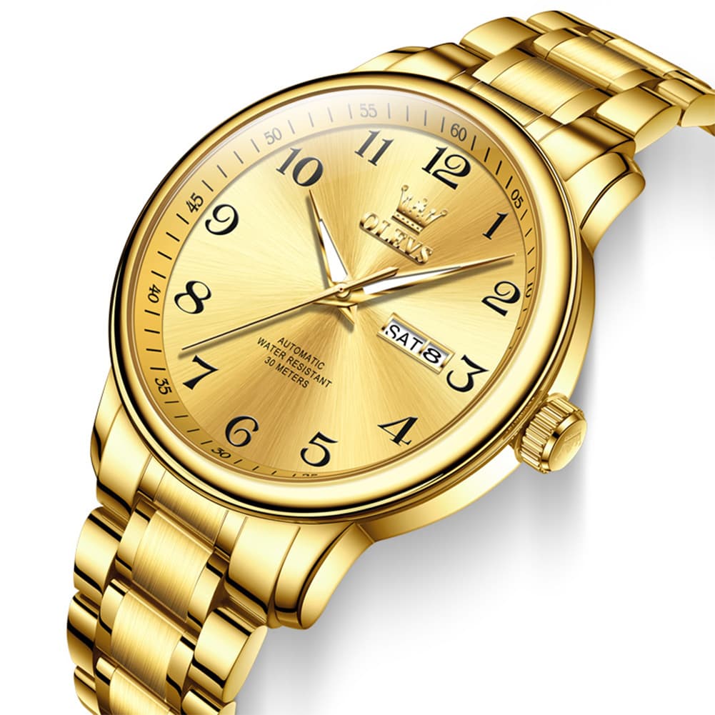 OLEVS 7072 Arabic Numeral Dual Calendar Automatic Watch For Men