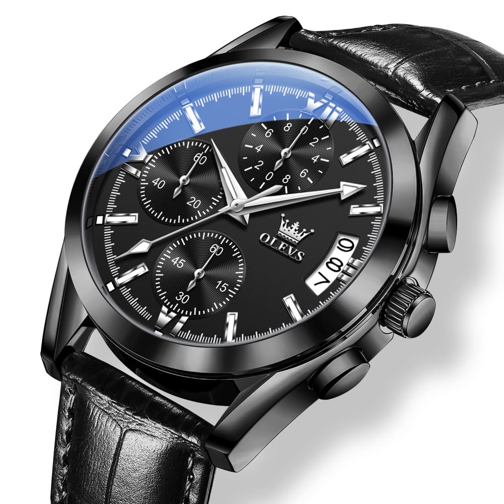 OLEVS 2987 Ultra-Light Leather Chronograph Quartz Watch for Men