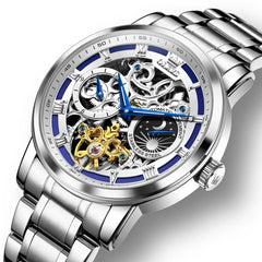 OLEVS 6670 Stainless Steel Skeleton Mechanical Watch for Men