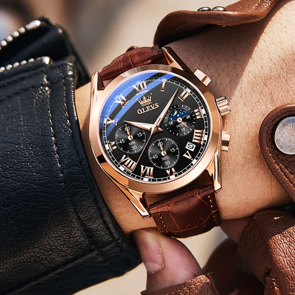 OLEVS 2871 Luxury Moon Phase Chronograph Watch for Men