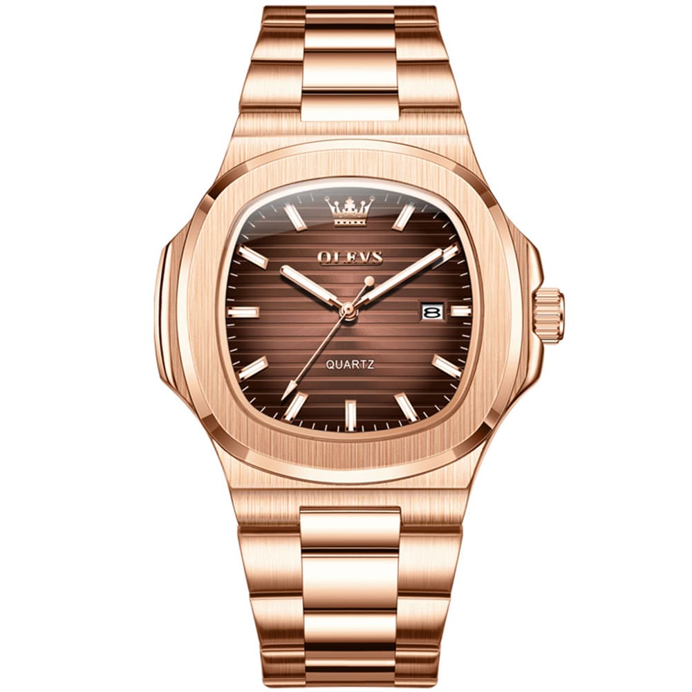 OLEVS 3696 Octagon Embossed Dial Luxury Sport Watch for Men