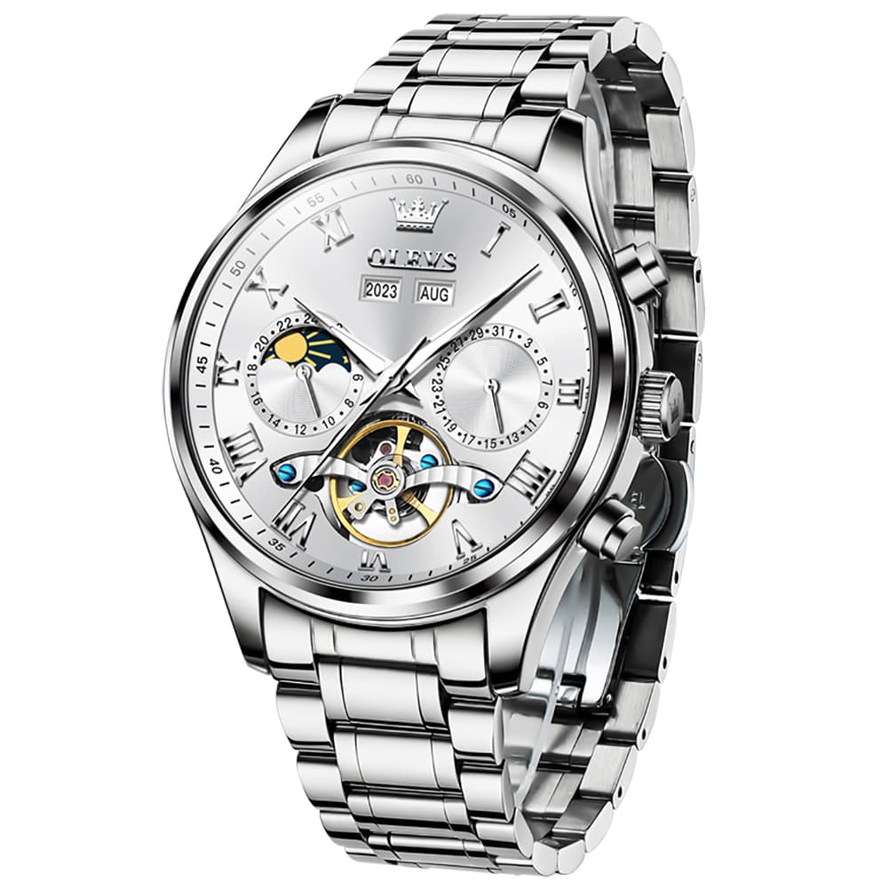 OLEVS 7005 Multi Function Skeleton Mechanical Watch for Men