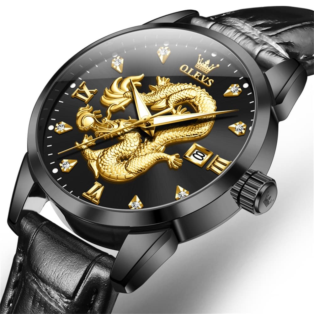 OLEVS 3619 3D Dragon Quartz Watch for Men