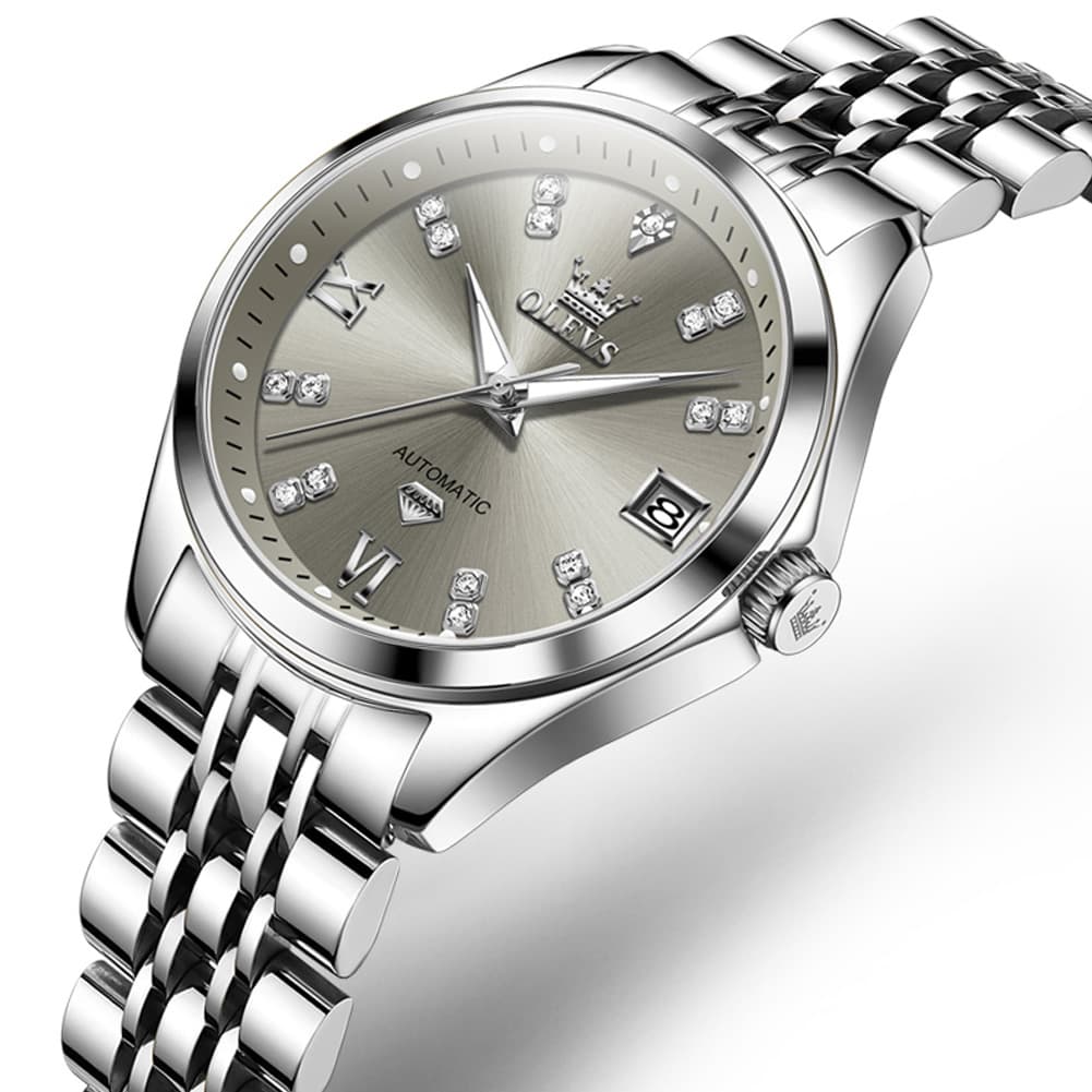 OLEVS Diamond Dial Automatic Mechanical Watch 9801 Date Display for Women