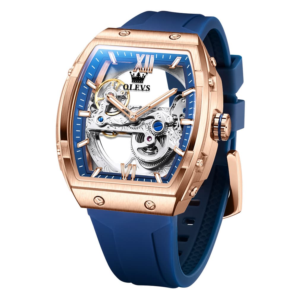 OLEVS 6779 Tonneau Skeleton Mechanical Watch for Men