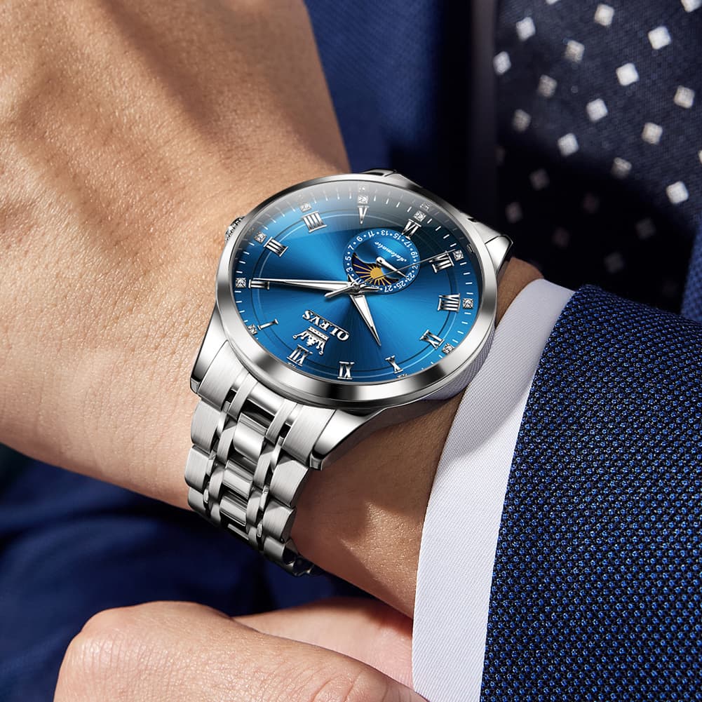 OLEVS 7063 Diamond Moon Phase Automatic Watch For Men