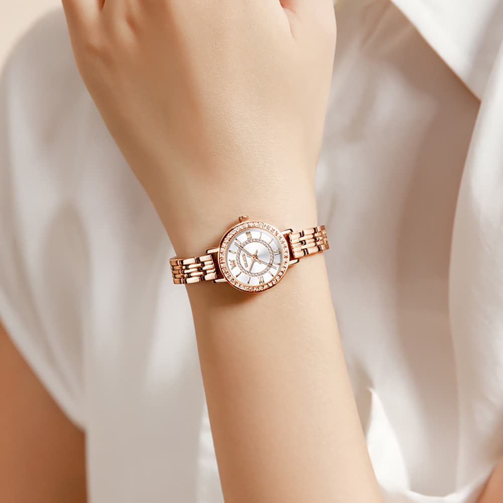 OLEVS Diamond Bezel Jewelry Bracelet Watch 5508 Petite Quartz for Women