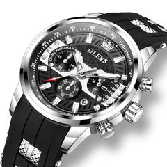 OLEVS 3690 Chronograph Silicone Mens Watch Multifunctional