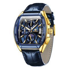 OLEVS 3661 Tonneau Barrel Chronograph Moon Phase Tactical Watch For Men