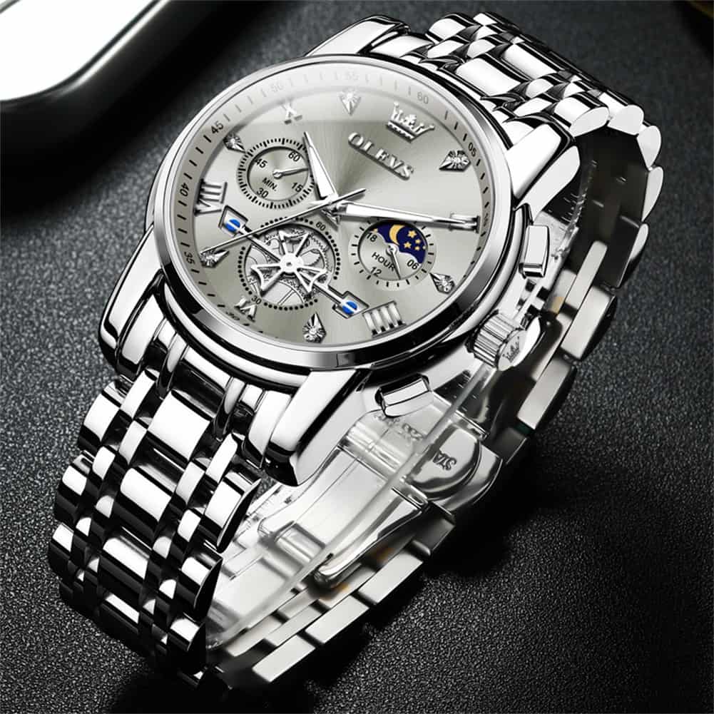 OLEVS 2856 Luxury Moon Phase Chronograph Quartz Watch for Men