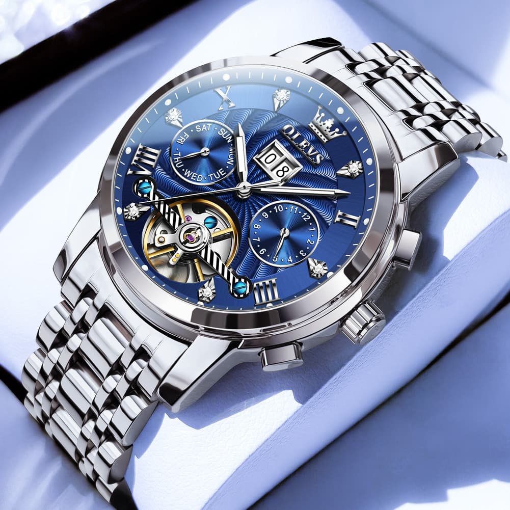 OLEVS Open Heart Multifunction Automatic Mechanical Watch 9910 Big Date for Men