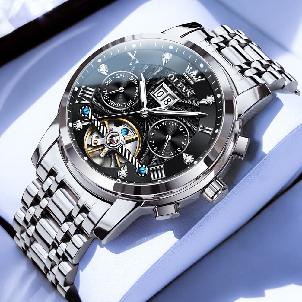 OLEVS Open Heart Multifunction Automatic Mechanical Watch 9910 Big Date for Men