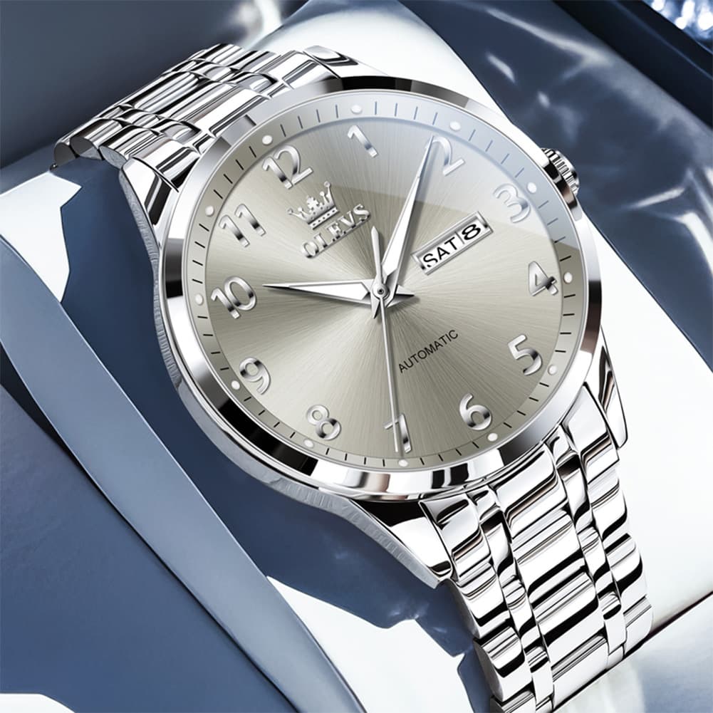 OLEVS 7078 Arabic Numeral Dual Calendar Automatic Watch For Men