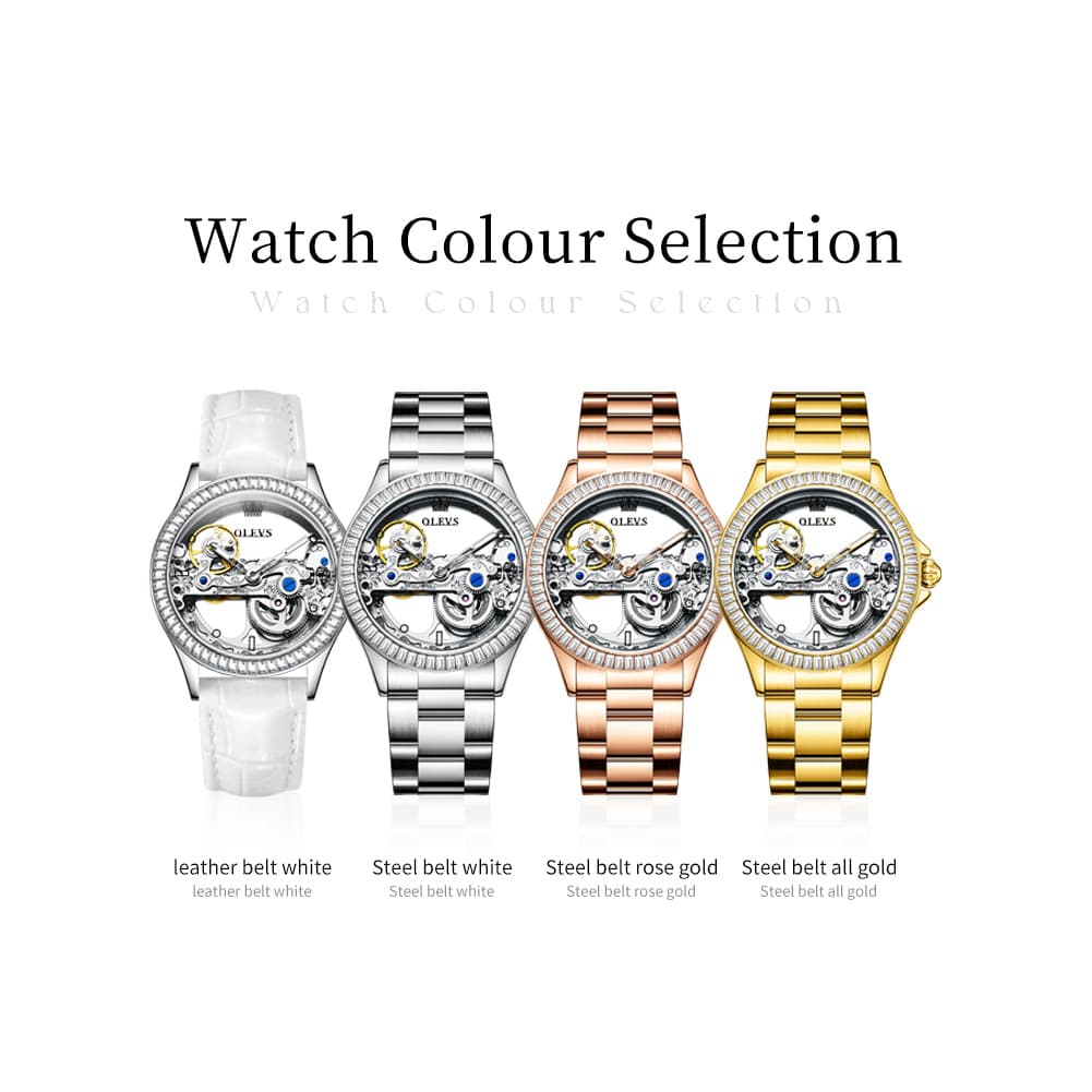 OLEVS 6699 Oversized Skeleton Mechanical Watch for Women