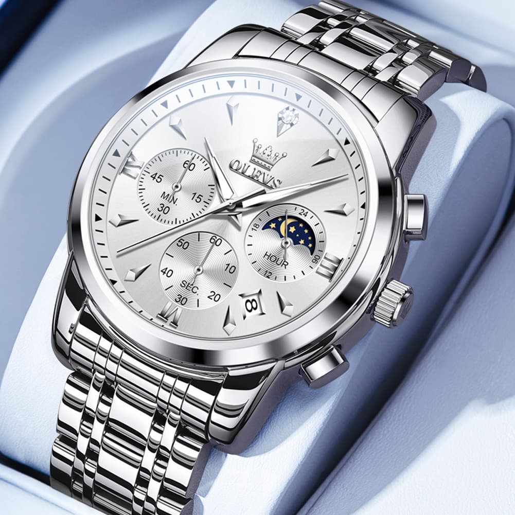OLEVS 3639 Chronograph Moon Phase Quartz Watch for Men